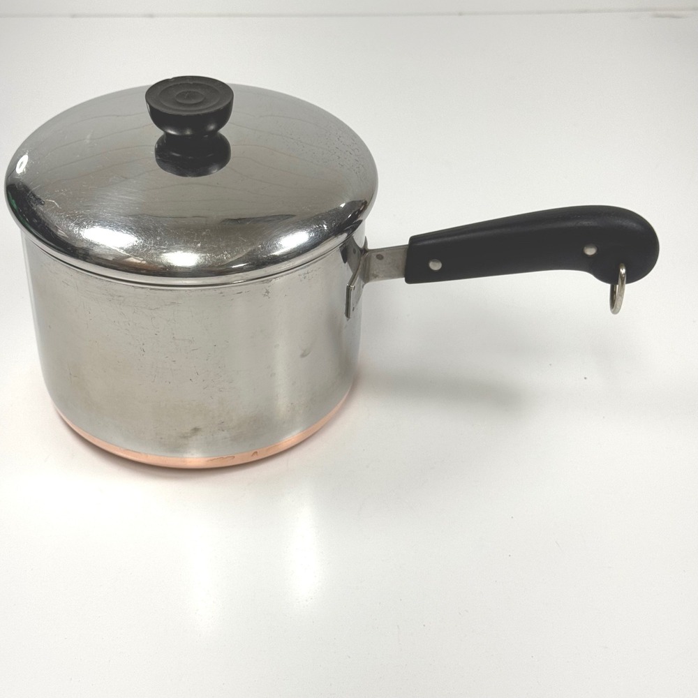 Vintage Revere Ware 2.5 Quart Saucepan Copper Bottom Double Ring Logo